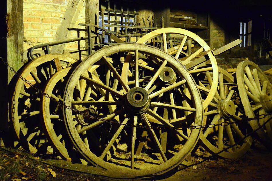 old cart wheels