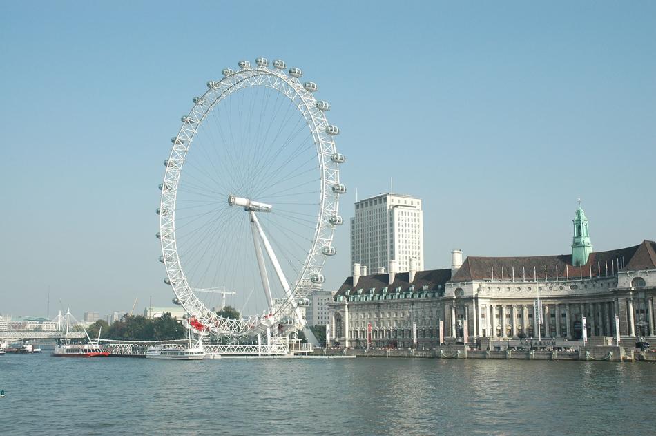 Landscape of the river coast of Westminster, London, England, with the buildings