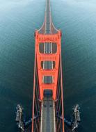 aerial view of a suspension bridge