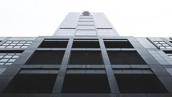 modern grey High-Rise Building with the windows, perspective