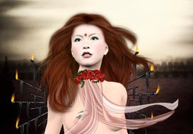 girl tattoo sexy fantasy drawing