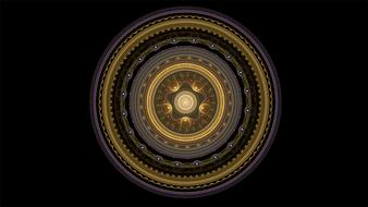 mandala with golden ornaments on a black background