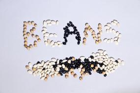 grains in form of writing on table