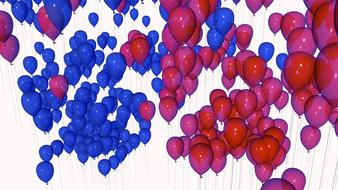 lot of blue and red Balloons, background, digital art