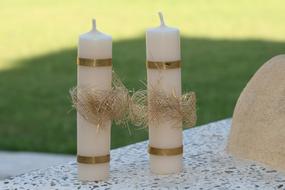 beautiful candles by the grass