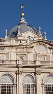 detail of Palace facade at sky in Spain, madrid