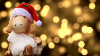 christmas sheep deco santa hat red