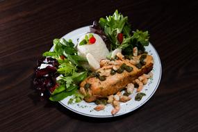 appetizer with vegetables and shrimp