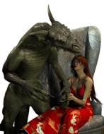 image of a dragon and a girl in an armchair