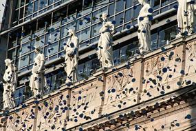 confetti on the background of the theater building in France