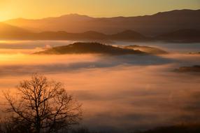 East sunset mountains