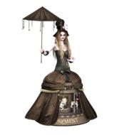 girl in a long dress with an umbrella as 3d illustration