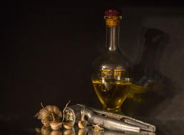 oil in a bottle with garlic