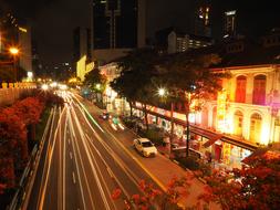 road in Singapore at night