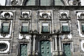 facade of an old building in Ponta Delgada, Portugal