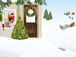 clipart of painted christmas and winter landscape