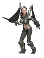 girl in armor with sword, warrior, 3d render on white background
