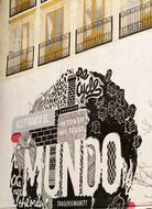 inscription on the facade of a building in Madrid, Spain
