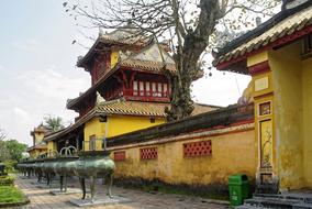 Beautiful and colorful pavilion with the tree, in Viet Nam