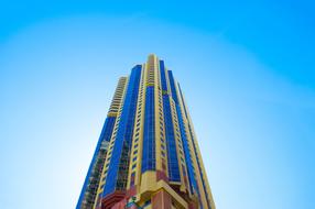 colorful facade of High-Rise Building at sky