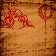 red drawing on background scrapbooking paper