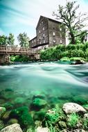 old Building near Bridge at clear River