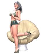 painted girl in underwear by the chair