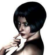 picture of a portrait of a girl with short black hair