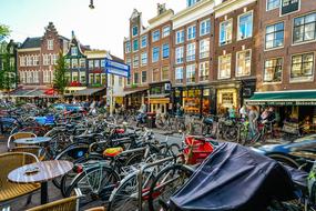 busy street of Amsterdam, Netherlands