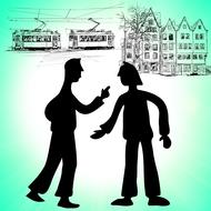 drawn conflict of two people