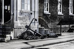 monochrome photo of beautiful Old Building and street