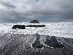Ocean Rocky Beach monochrome photo