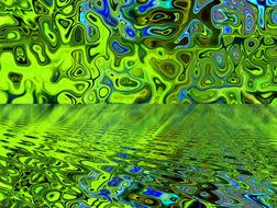 drawing of green and blue background texture mirroring
