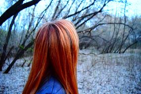 Red Hair Woman Park