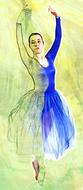 ballet dancer, woman in blue dress, sketch