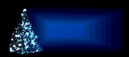 blue christmas tree abstract drawing