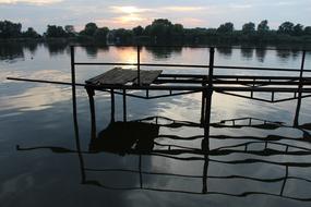 metal bridge by the lake