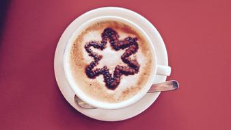 frothy coffee with a pattern
