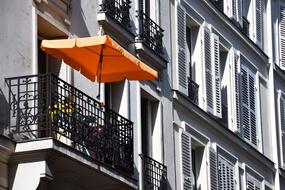 orange canopy on the balcony