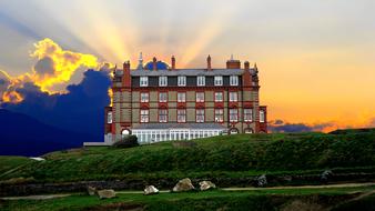 hotel building on the headland, uk, england, newquay