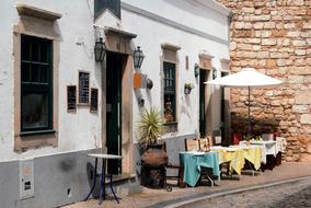 tables near the old cafe