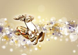 drawn figure of deer on christmas background
