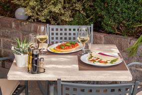 breakfast on table on the veranda