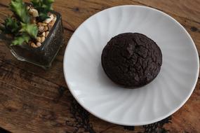 chocolate cupcake on a plate