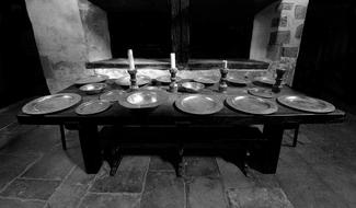 table decorated with plates