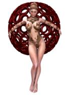 sexy woman with red ball on back, 3d render