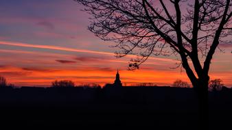 Dusk Winter Evening Church