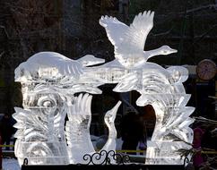 Beautiful ice sculpture in a park in Novosibirsk, Russia