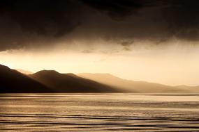Mountain and lake at Sunset Landscape