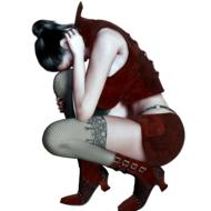 girl in sad afraid pose